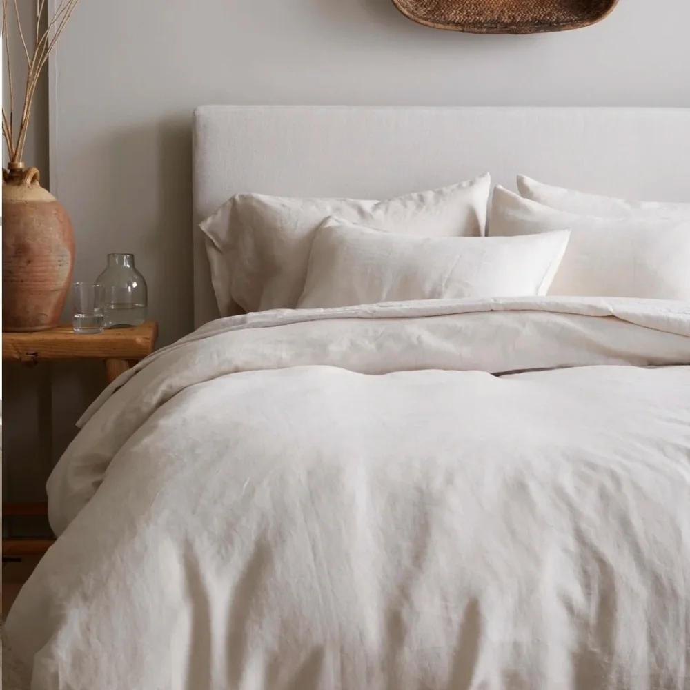 NWOT! Quince European Linen Sand Duvet Cover & Shams! Sz. Full/ Queen! (656)